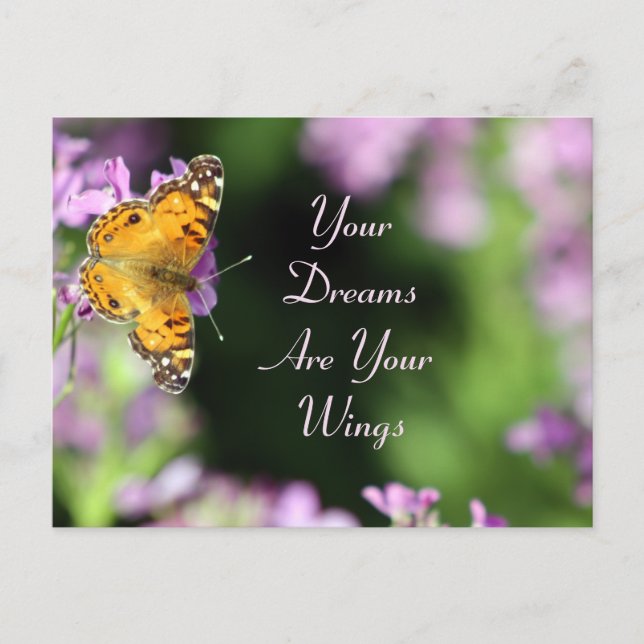 Dreams & Wings Butterfly Fotografie Postkarte (Vorderseite)
