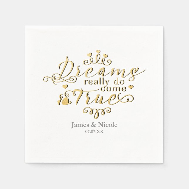 DREAMS WIRKLICH WERDEN WAHRE Gold Prinzessin Napki Serviette (Vorderseite)