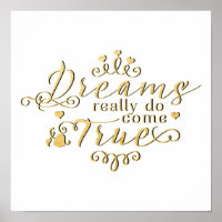 DREAMS WIRKLICH WIRKLICH WERDEN WAHRE Gold Typogra