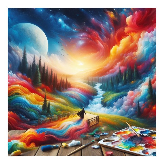 Dreamscape Abstrakt: Vibrannte digitale Kunstdruck Fotodruck (Vorne)