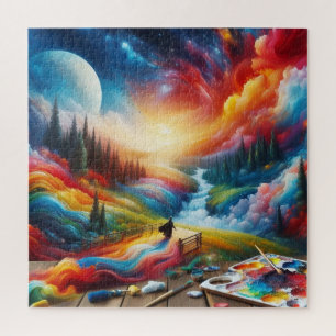 Dreamscape Abstrakt: Vibrannte digitale Kunstdruck Puzzle