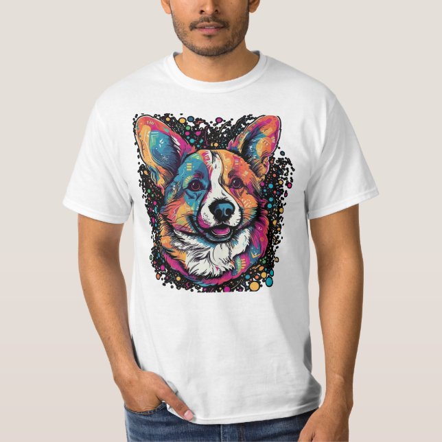 Dreamscape: Äthereal Welsh Corgi Surrealist Digita T-Shirt (Vorderseite)