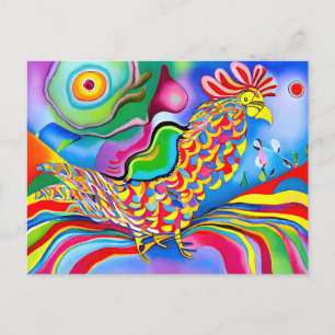 "Dreamscape Bird". Ein surreal abstrakter Hahn Postkarte