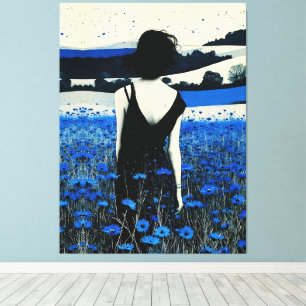 Dreamscape Blue Wildblume Field Wall Street Leinwanddruck
