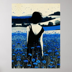 Dreamscape Blue Wildblume Field Wall Street Poster