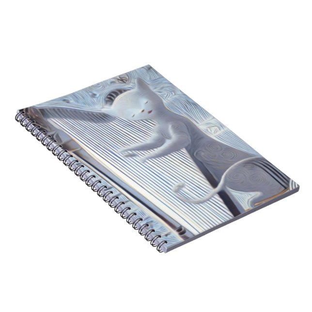Dreamscape Cat Harp – Notizbuch Notizblock (Rechte Seite)