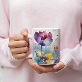 Dreamscape Garden: Abstrakte Aquarellfarben Blume Kaffeetasse