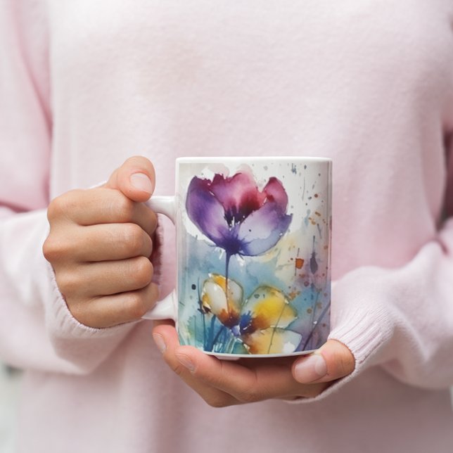 Dreamscape Garden: Abstrakte Aquarellfarben Blume Kaffeetasse (Von Creator hochgeladen)