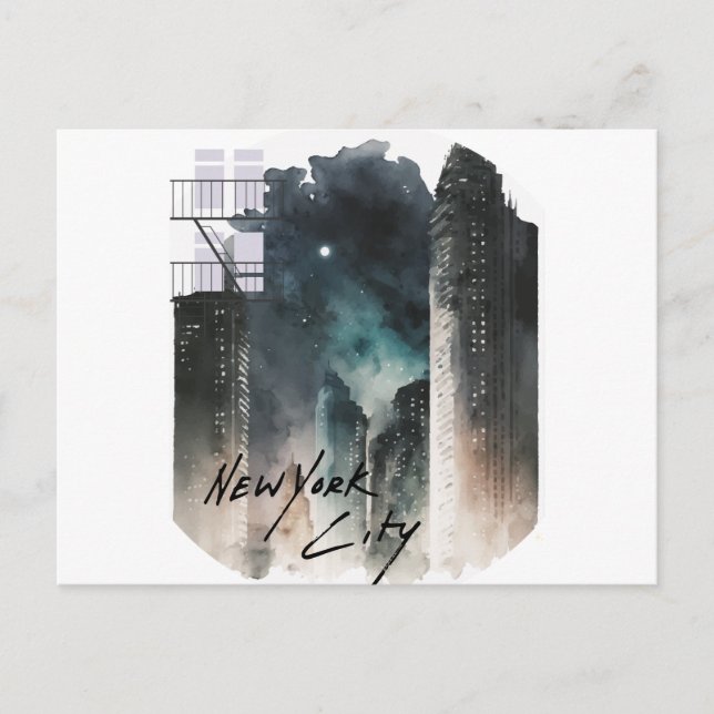 Dreamscape New York, gemalte City Lights Postkarte (Vorderseite)