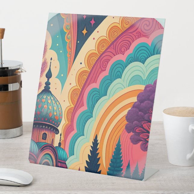 Dreamscape Rainbow Dome Pedestal Sign – Customize Sockelschild (In Situ)