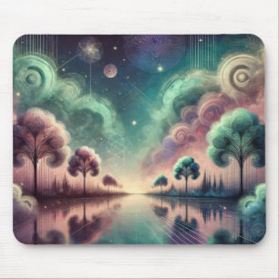 Dreamscape Swirling Bäume kosmische Reflektionen Mousepad