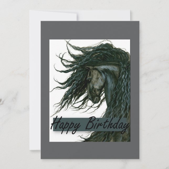 DreamWalker Friesian Horse Birthday by Bihrle Karte (Vorderseite)