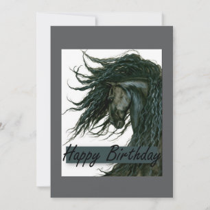 DreamWalker Friesian Horse Birthday by Bihrle Karte
