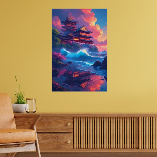 Dreamwave-Pagode am Meer Poster (Wohnzimmer 2)
