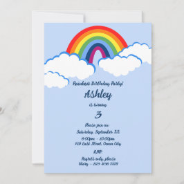 Dreamy 3. Geburtstag Rainbow Party Einladung Card