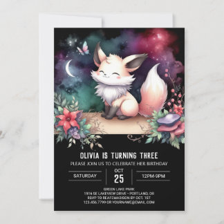 Dreamy Adorable Fox Geburtstag digital Einladung