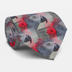 Dreamy African Gray mit Rote Rosen Krawatte