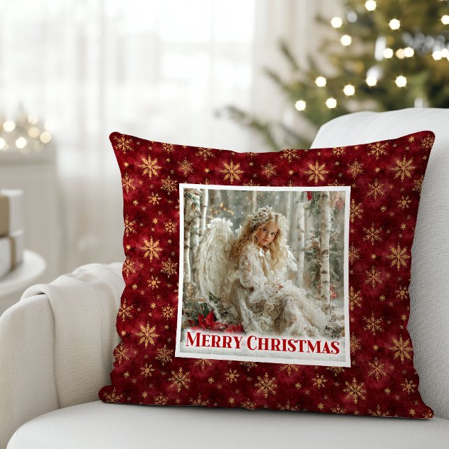 Dreamy Angel Poinsettia Christmas Pillow Gift Kissen (Dreamy Angel Poinsettia Christmas Pillow Gift)