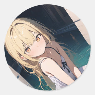 Dreamy Anime Illustration Runder Aufkleber