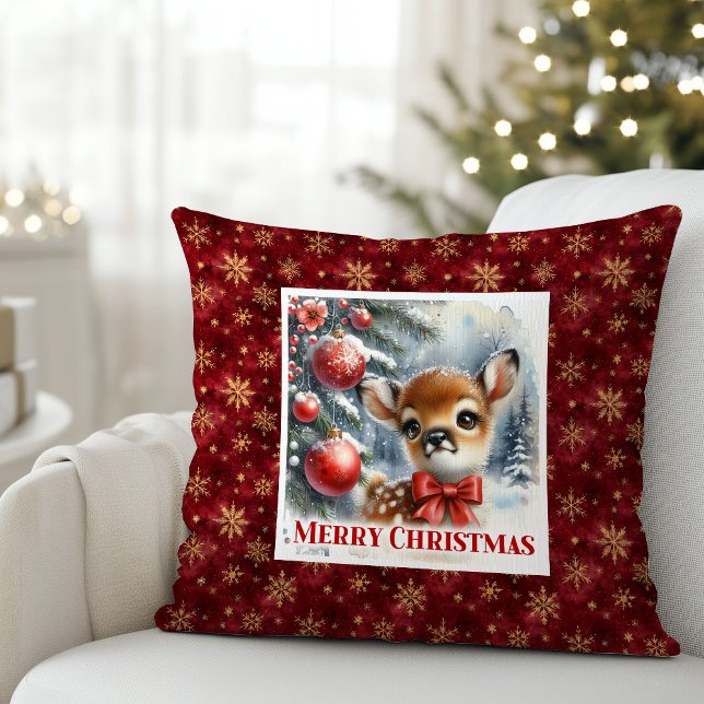 Dreamy Baby Deer Snowy Forest Kids Gift Christmas  Kissen (Dreamy Baby Deer Snowy Forest Kids Gift Christmas Pillow

)