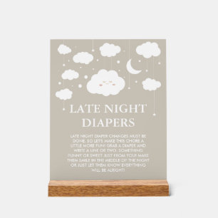 Dreamy Baby Dusche Spate Night Diapers Game Acrylschild