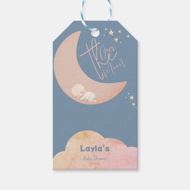 Dreamy Baby Over the Moon Baby Shower - Geschenkma Geschenkanhänger (Vorderseite)