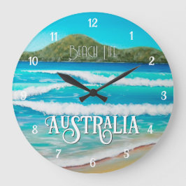 Dreamy Beach Blue Waves Malerei Australien Große Wanduhr
