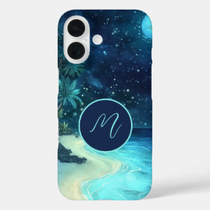 Dreamy Beach Starry Night Sky Monogram iPhone 16 Hülle