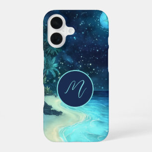 Dreamy Beach Starry Night Sky Monogram iPhone 16 Hülle