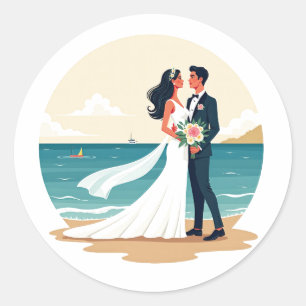 Dreamy Beach Wedding Couples Sticker