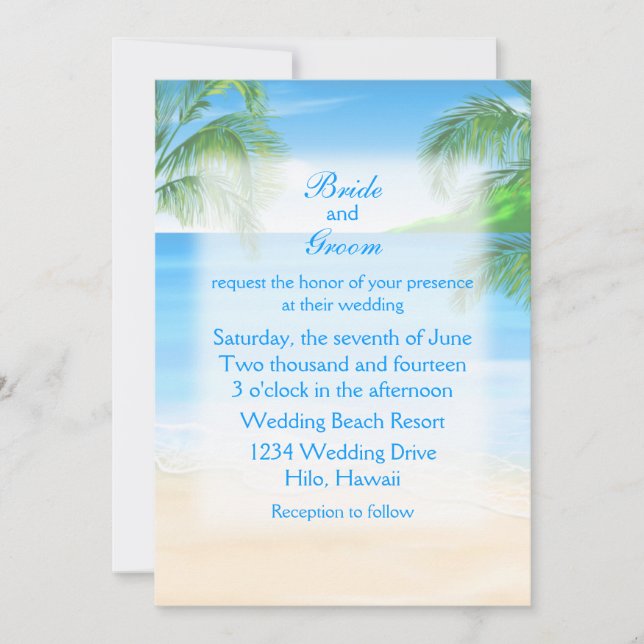 Dreamy Beach Wedding Einladung (Vorderseite)