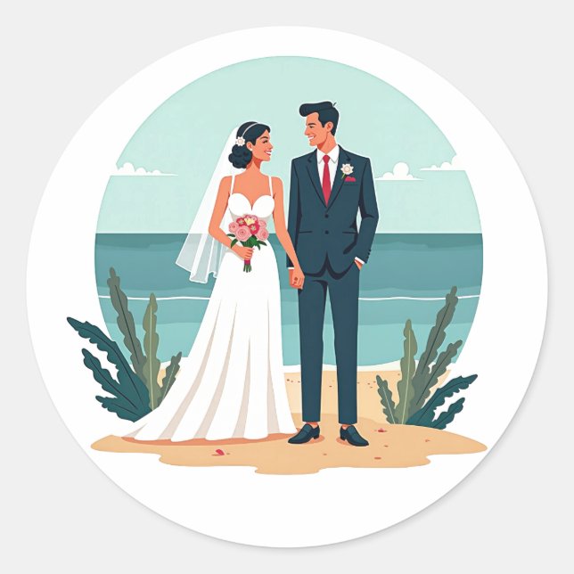 Dreamy Beach Wedding Sticker (Vorderseite)