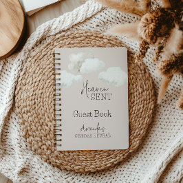 Dreamy Beige Heaven Sent Gender Reveal Gästebuch Notizbuch