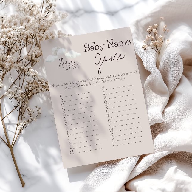 Dreamy Beige Heaven Sent Gender Reveal Name Game (Von Creator hochgeladen)