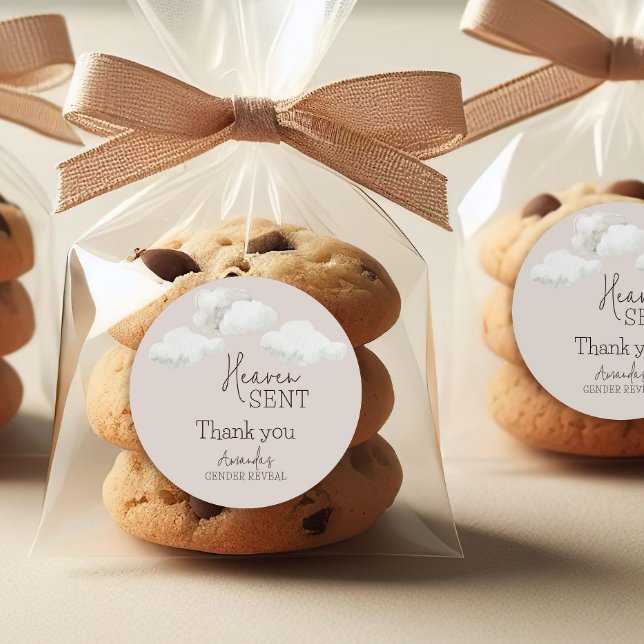 Dreamy Beige neutrale Himmelsmeldung über Geschlec Runder Aufkleber (Von Creator hochgeladen)