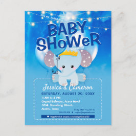 Dreamy Blue Balloons Baby Elephant Baby Shower Postkarte