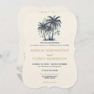 Dreamy Blue Beach mit QR Code Hochzeitsempfehlung Einladung