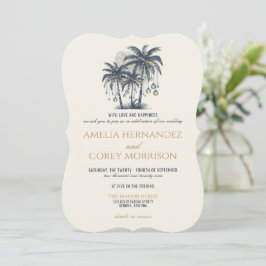 Dreamy Blue Beach mit QR Code Hochzeitsempfehlung Einladung