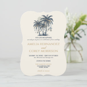Dreamy Blue Beach mit QR Code Hochzeitsempfehlung Einladung