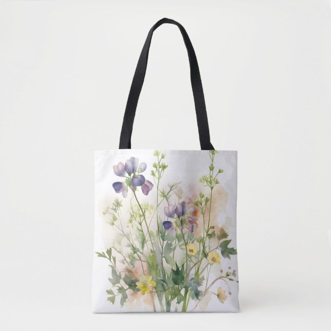 Dreamy Blue Blossoms Tote Bag Touch der Romantik (Vorderseite)