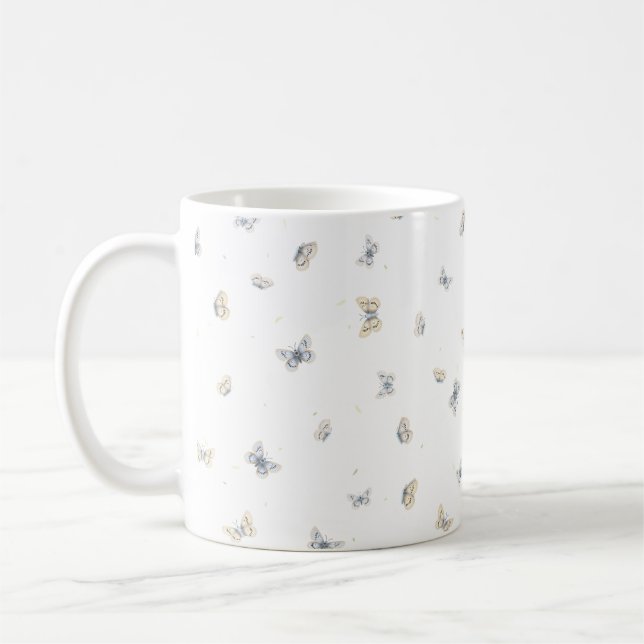 Dreamy Blue & Cream Butterfells Print Kaffeetasse (Links)
