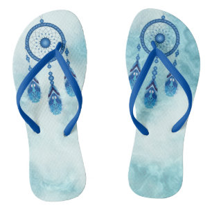 Dreamy Blue Dream Catcher Flip Flops