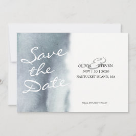 Dreamy Blue Grey Watercolor Wedding Save the Date