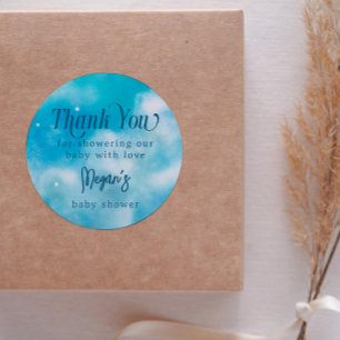Dreamy Blue Heaven Sent Baby Dusche Runder Aufkleber