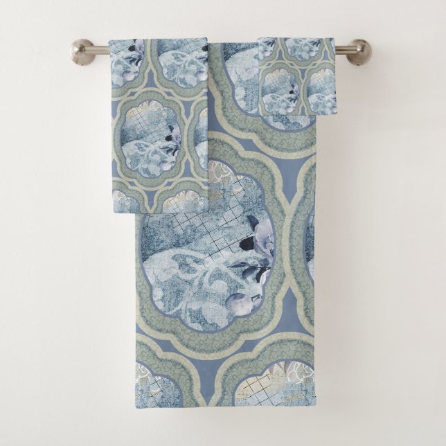 Dreamy Blue Medallions Badhandtuch Set (Insitu)