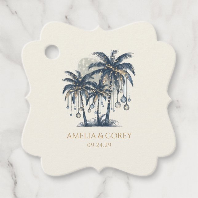 Dreamy Blue Palm Trees Geschenkanhänger (Vorderseite)