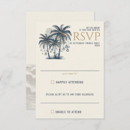Dreamy Blue Palm Trees Wedding RSVP Karte