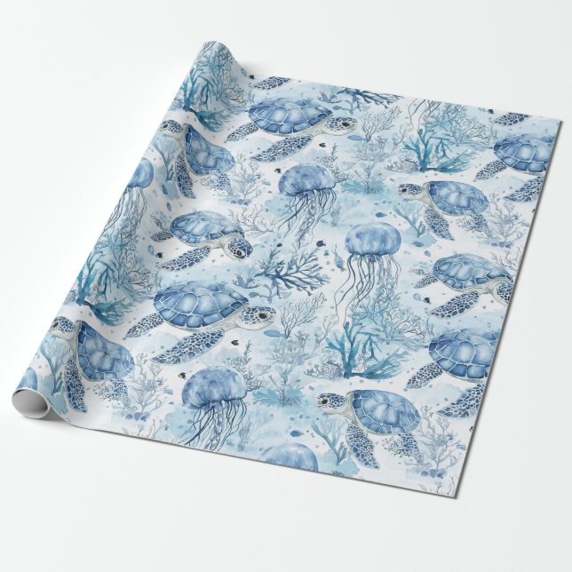 Dreamy Blue Under Sea Baby Shower Geschenkpapier (Ungerollt)