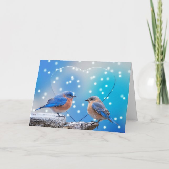 Dreamy Bluebirds Feiertagskarte (Vorderseite)