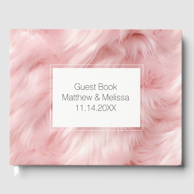 Dreamy Blush Pink Animal Fur Wedding Gästebuch (Vorderseite)